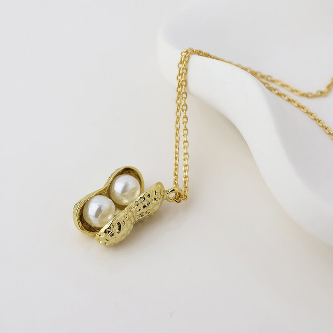 Gold plated Necklace Nutty with Pearls