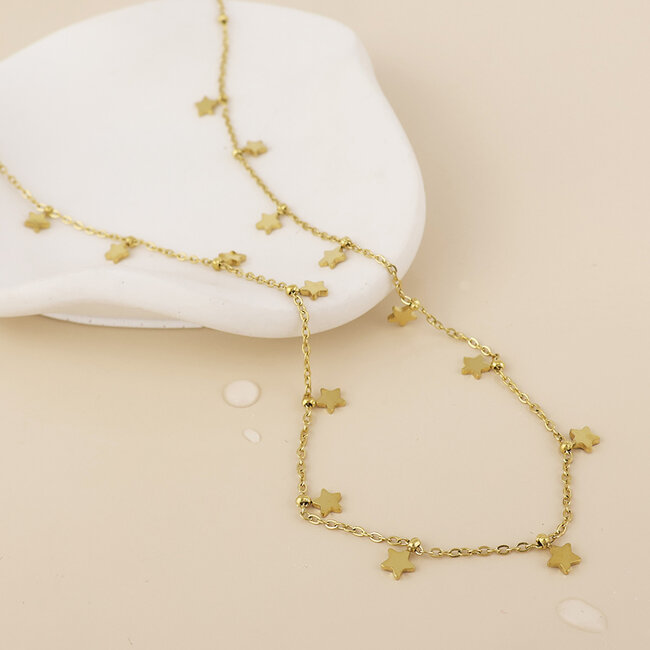 14k Gold plated waterproof Necklace Starry Little Stars