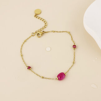 POM 14k Gold plated waterproof Bracelet Poppy Beads pink