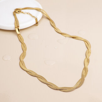 POM 14k Gold plated waterproof Necklace Plaited Chain