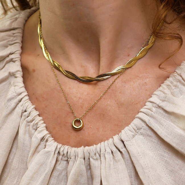 14k Gold plated waterproof Necklace Plaited Chain