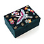 Jewellery Box small Velvet Embroidered Cranes & Flowers teal