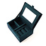 Jewellery Box small Velvet Embroidered Cranes & Flowers teal