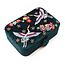 Jewellery Box medium Velvet Embroidered Cranes & Flowers teal