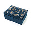 Jewellery Box small Velvet Embroidered Celestial Night Sky blue