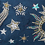 Wash Bag Velvet Embroidered Clestial Night Sky blue