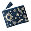 Zip Purse Velvet Embroidered Celestial Night Sky blue