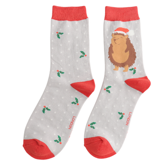 Miss Sparrow Socken Bamboo Festive Hedgehog silver