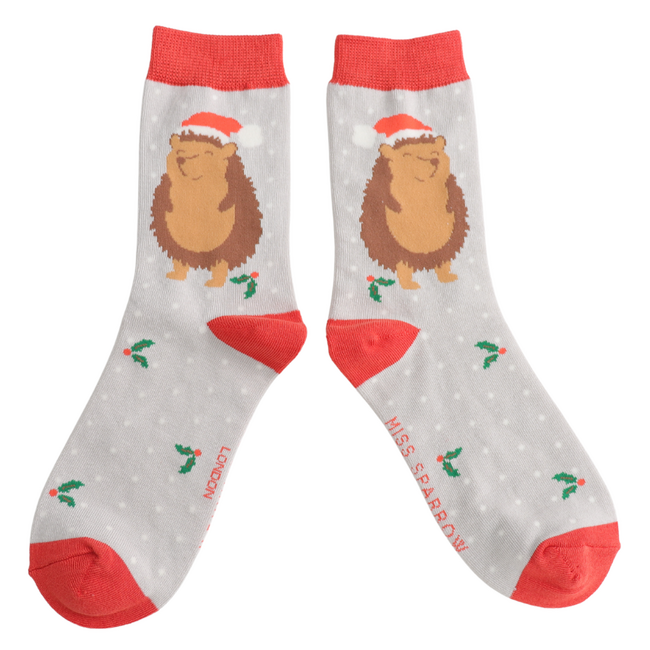 Socken Bamboo Festive Hedgehog silver
