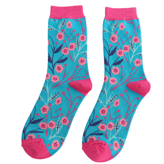 Miss Sparrow Socks Bamboo Lovely Floral teal