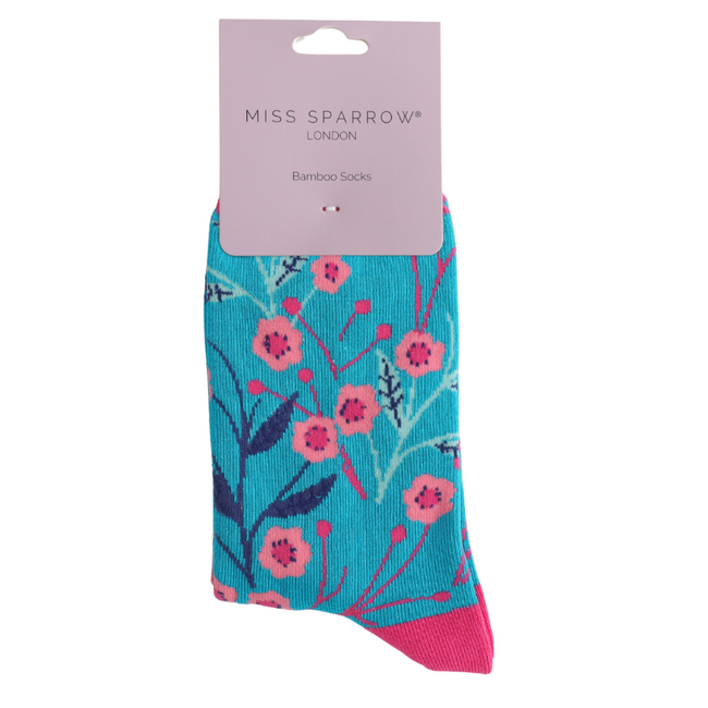 Socken Bamboo Lovely Floral teal