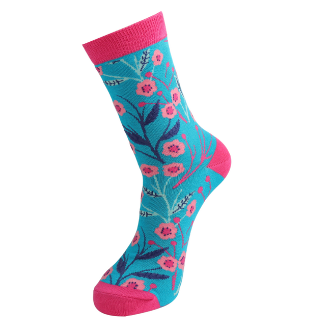 Socken Bamboo Lovely Floral teal