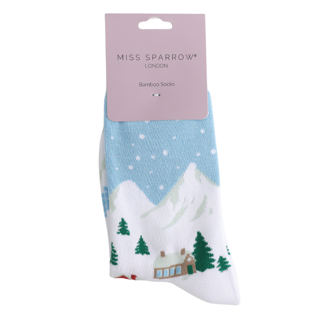 Socken Bamboo Christmas Village blue