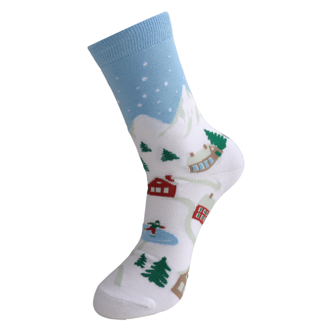Socken Bamboo Christmas Village blue