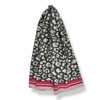 Pure & Cozy Schal Cashmere Mix Leopard Border pink