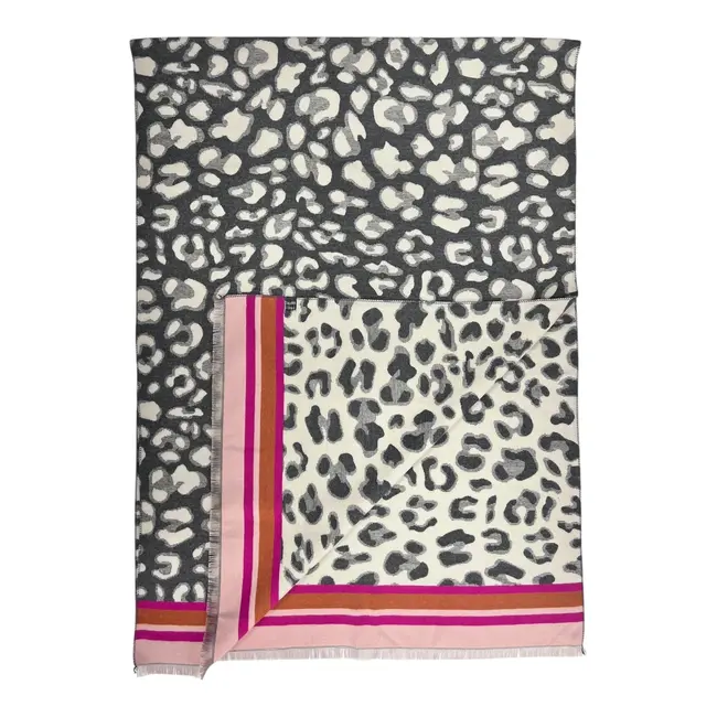 Schal Cashmere Mix Leopard Border pink