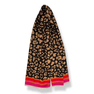 Pure & Cozy Schal Cashmere Mix Leopard Border red