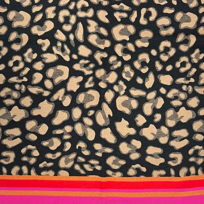 Schal Cashmere Mix Leopard Border red