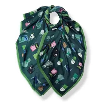 M&K Collection Scarf Cats green