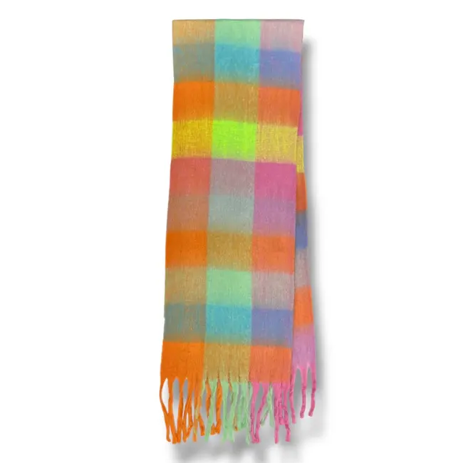 Schal Wool Mix Soft Checked with Tassel pinata