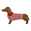 Clayre & Eef Trinket Dish Sausage Dog pink/red dots