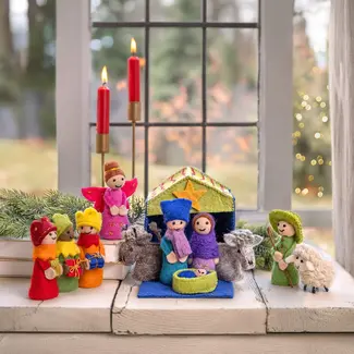 Sjaal met Verhaal Felt Nativity Scene multicolour
