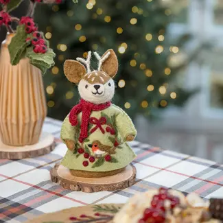 Sjaal met Verhaal Felt Decoration English Christmas Hert Roodborstje