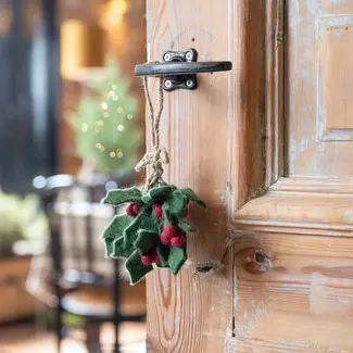 Sjaal met Verhaal Filz Weihnachtshänger Holly Berry Large