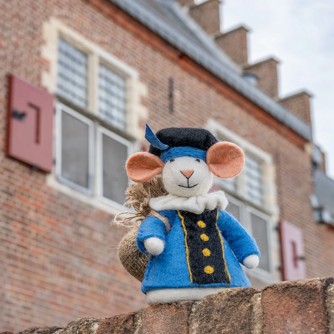 Filz-Dekoration Muis Pietermuis blauw