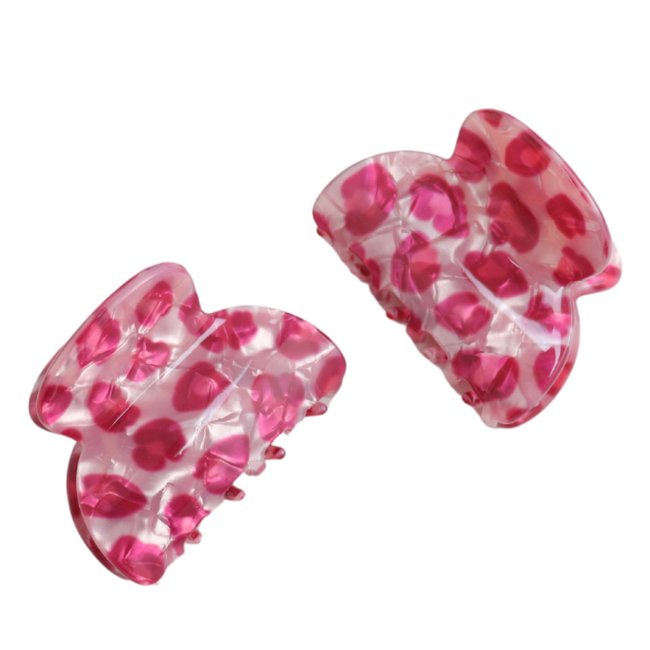 Hair Claw Clip Leopard pink Set of 2