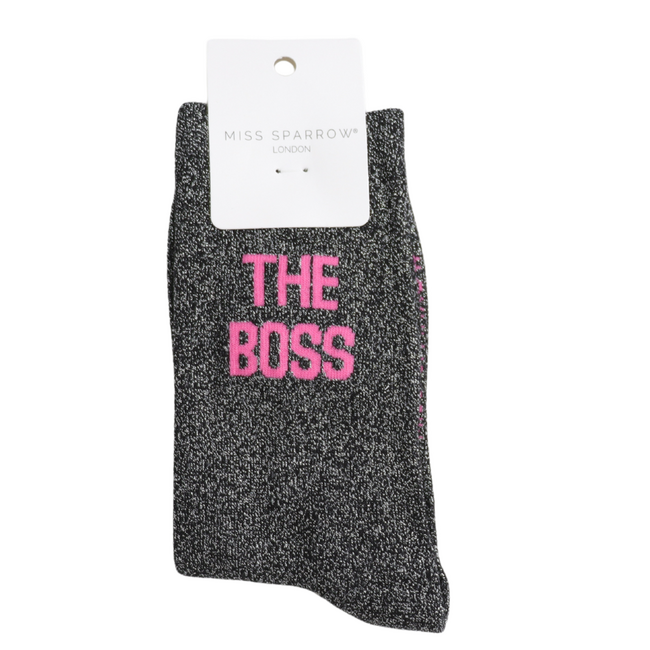 Socks Glitter Statement The Boss