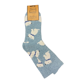 Jess & Lou Socken Ribbed Westies cornflower