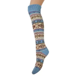 Gemjar Over the Knee Socken Wollmix blue/cream