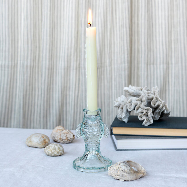 Candlestick Glass Fish pale blue