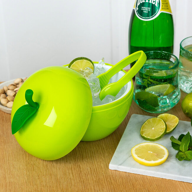Fruit Ice bucket With Lid & Tongs apple