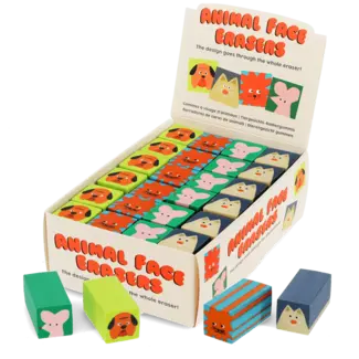 Rex London Erasers Animal Face in Display