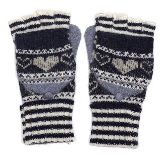 Pure & Cozy Gloves Hearts & Stripes navy