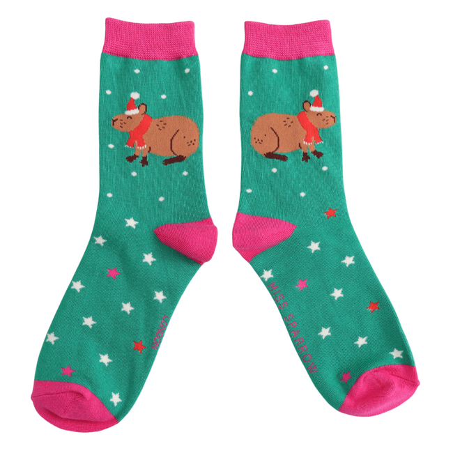 Damen-Socken Matchbox Christmas Capybara