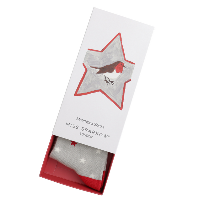 Women’s Matchbox Socks Festive Robins