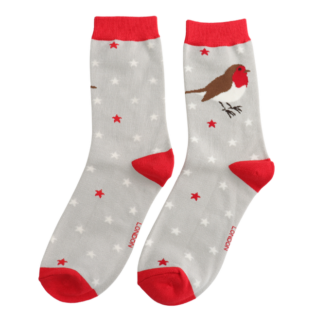 Women’s Matchbox Socks Festive Robins