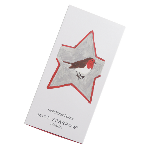 Women’s Matchbox Socks Festive Robins