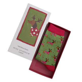 Miss Sparrow Damen-Socken Matchbox Xmas Sausage Dogs