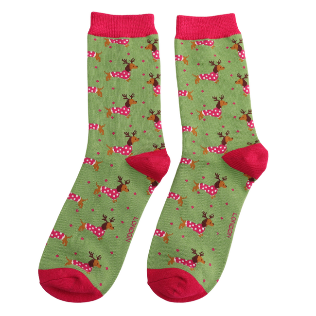 Damen-Socken Matchbox Xmas Sausage Dogs