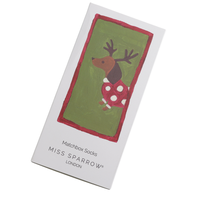Women’s Matchbox Socks Xmas Sausage Dogs
