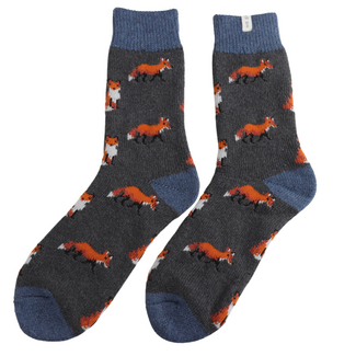 Miss Sparrow Männer-Socken Woolmix Foxes charcoal