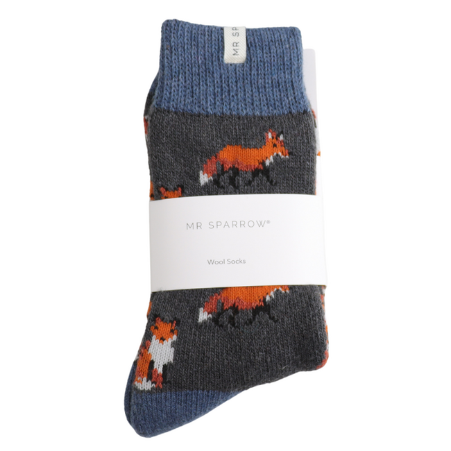 Mens Socks Woolmix Foxes charcoal