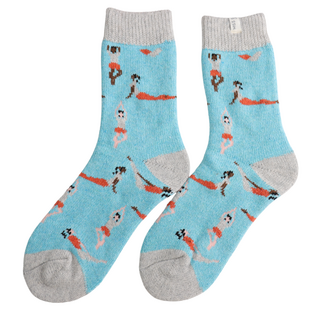 Miss Sparrow Socks Woolmix Yoga Poses duck egg