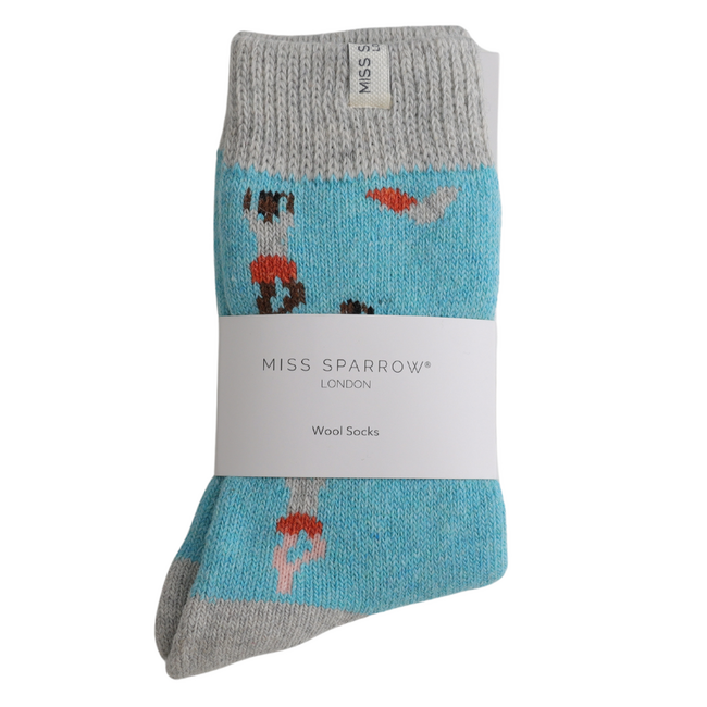 Socks Woolmix Yoga Poses duck egg