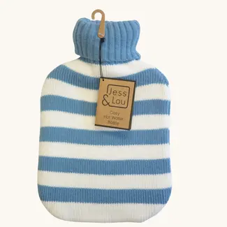 Jess & Lou Hot Water Bottle Stripes cornflower & white