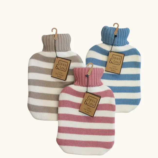 Hot Water Bottle Stripes cornflower & white